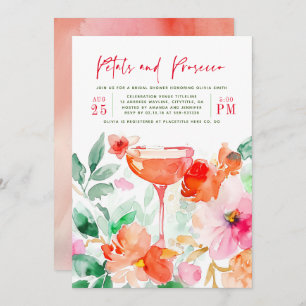 Möhippa av Petals och Prosecco Red Rosa Blommigt Inbjudningar