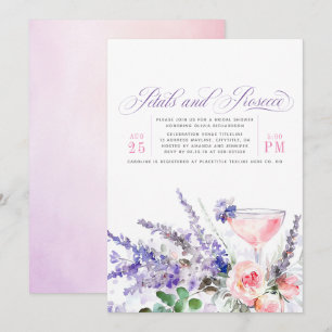 Möhippa av Petals och Proseccos Lila Blommigt Inbjudningar