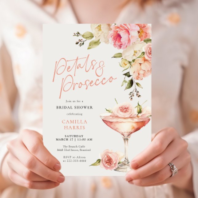 Möhippa av Petals och Proseccos Rosa Blommigt  Inbjudningar (Skapare uppladdad)
