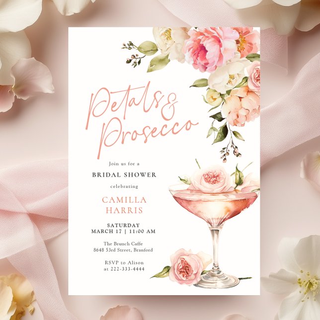 Möhippa av Petals och Proseccos Rosa Blommigt  Inbjudningar (Skapare uppladdad)
