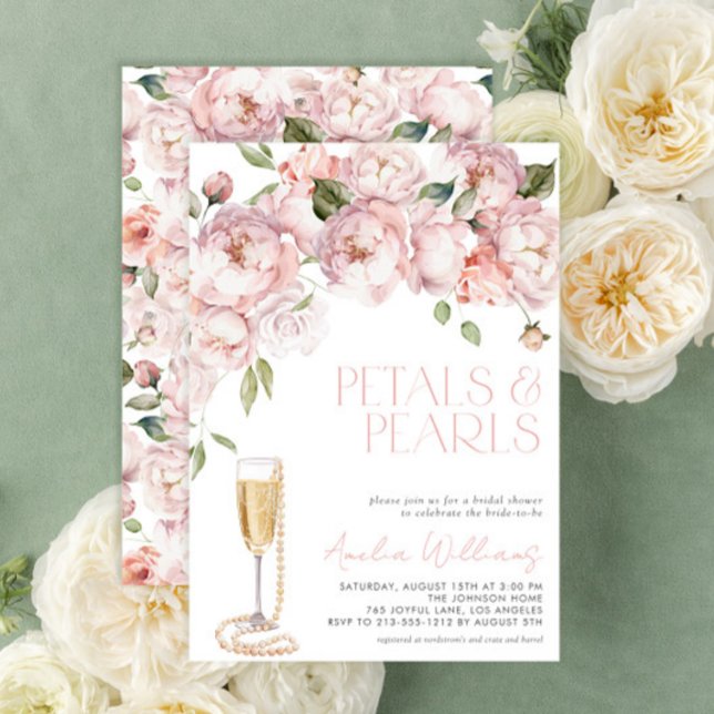 Möhippa av Petals & Pearls Modern Rosa Blommigt Inbjudningar (Set the stage for a gorgeous bridal shower with this easily to personlize floral design)