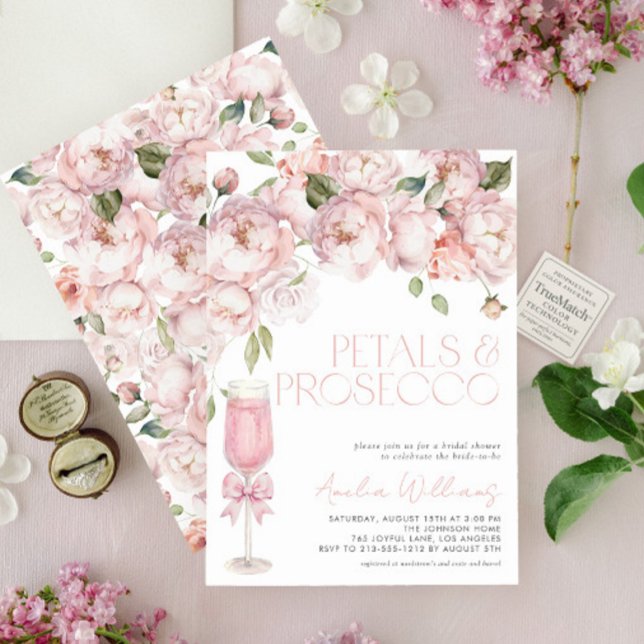 Möhippa av Petals & Prosecco Rosa Bow Blommigt Inbjudningar (Skapare uppladdad)