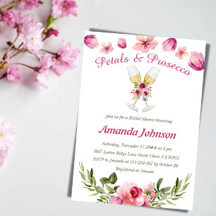 Möhippa av Petals & Proseccos Rosa Blommigt Inbjudningar