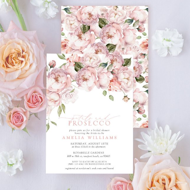 Möhippa av Petals & Proseccos Rosa Blommigt Inbjudningar (You'll love how easy it is to personalize this bridal shower invitation for a gorgeous event!)