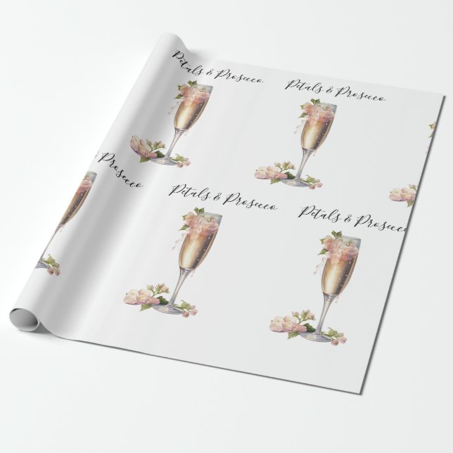 Möhippa av Petals & Proseccos Rosa Blommigt Presentpapper (Utrullad)