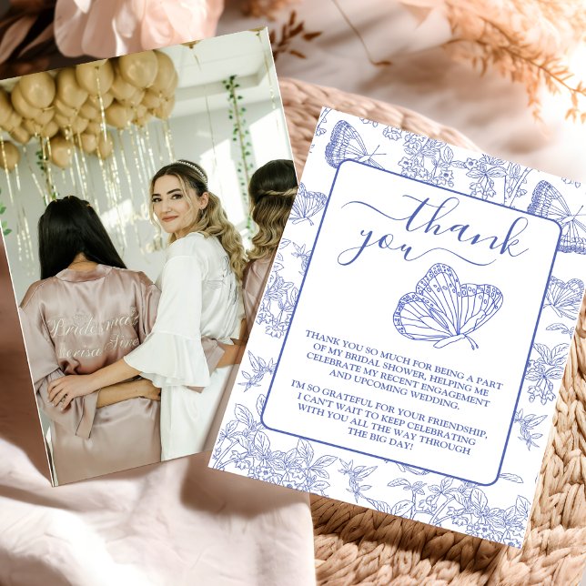 Möhippa av Photo Blue Chinoiserie Blommigt Tack Kort (Skapare uppladdad)