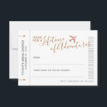 Möhippa av reseidea Advice-kort<br><div class="desc">Copper Bronze eller Bronze Sepia Advice-kort för en Möhippa för destinationsbröllop eller resetema som tryckts på mini "boardingkort" flygplan biljett så att gästerna kan få skriva för resråd och semesteridéer från resa eller datumnattstankar - eller båda. Med den flexibla utformningen kan du bestämma hur du vill att rådgivningsspelet i brudens...</div>