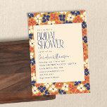 Möhippa av röd Blommigt i den moderna blå Gulten Inbjudningar<br><div class="desc">Earthy Modern Blue Gult Red Blommigt Inbjudningskort för möhippan</div>