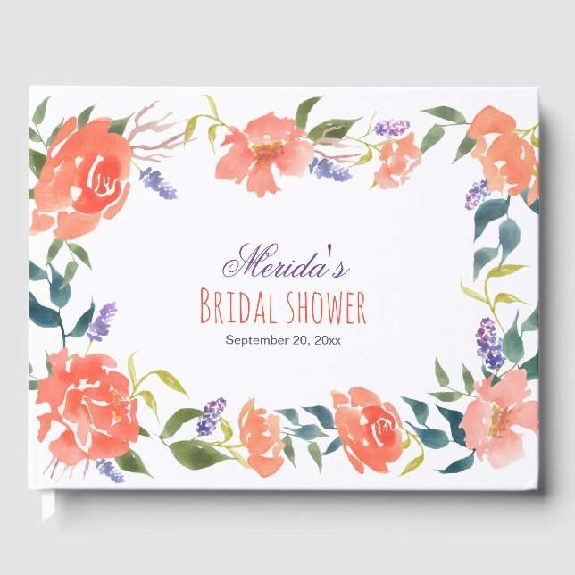 Möhippa av  Röda blommor, vattenfärg, Chic Gästböcker (Framsida)