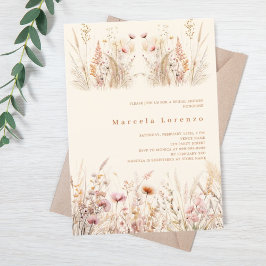 Möhippa av rosa boho för blomkrämpersika inbjudningar