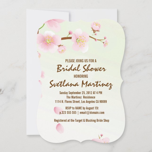 Möhippa av rosa och Cream Magnolia-Blommarna i Inb Inbjudningar (Framsida)