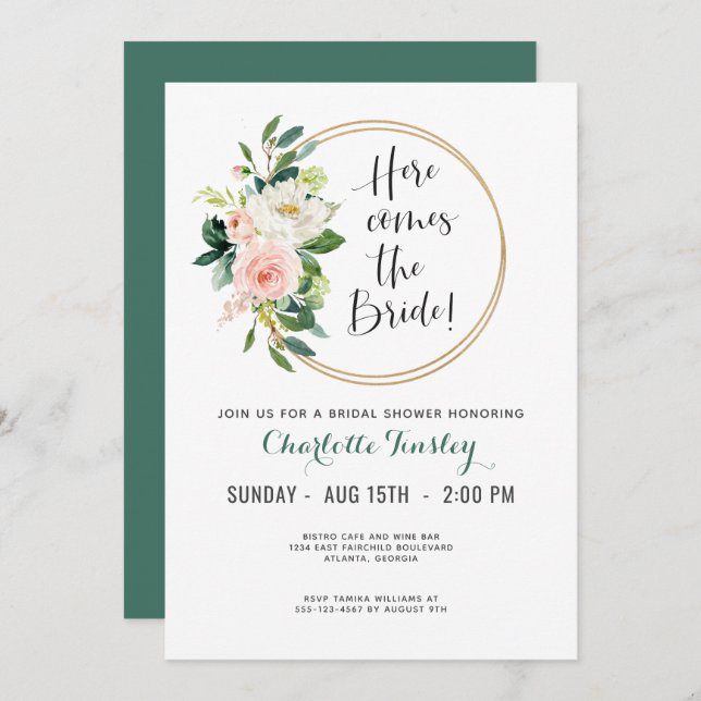 Möhippa av  Rosa och skaldjursbehandling Inbjudningar (Fram/baksida)