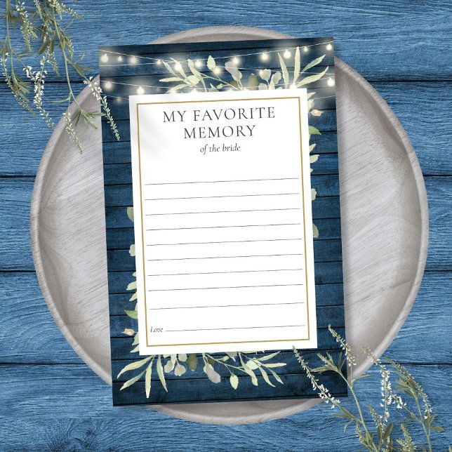 Möhippa av rustik Favorite Memory Greenery (Rustic Favorite Memory Greenery Bridal Shower Card)