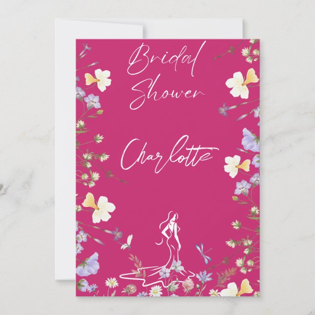 Möhippa av skript för blommor med fetstil i vild inbjudningar (Framsida)