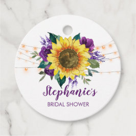 Möhippa av solrosLila Blommigt Tack Gåvor Etiketter