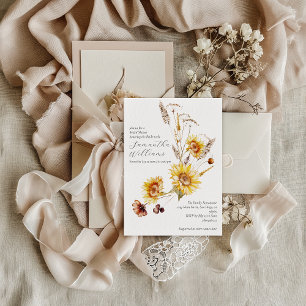 Möhippa av solrosolja Boho Rustic Elegant Inbjudningar