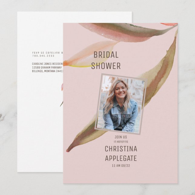 Möhippa av spirande Rosa Bride Photo Inbjudningar (Fram/baksida)