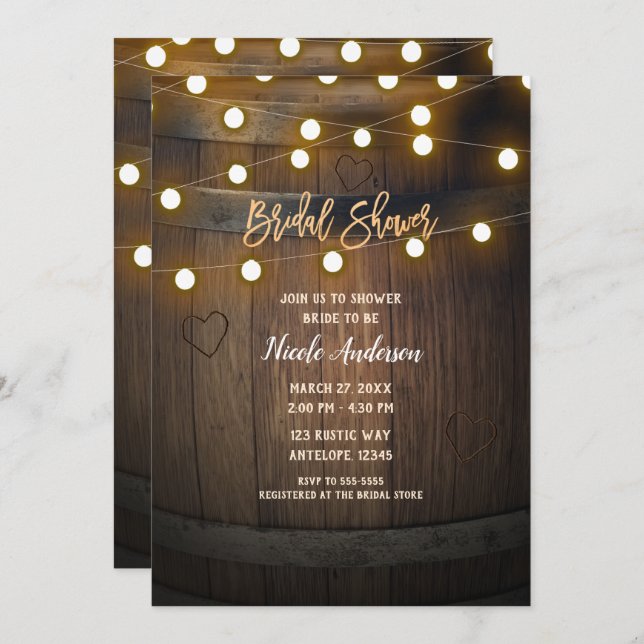 Möhippa av träråpa Carved Heart Ljus Inbjudningar (Fram/baksida)