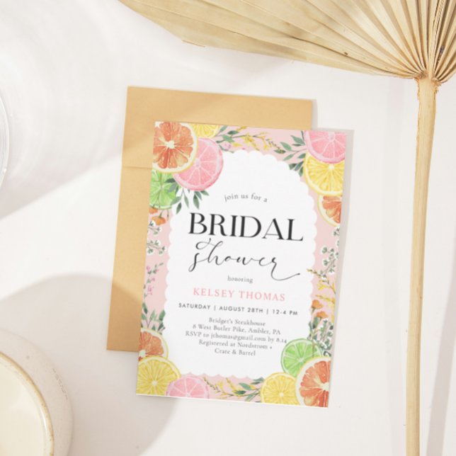 Möhippa av vattenfärg Citrus Rosa Inbjudningar (Skapare uppladdad)