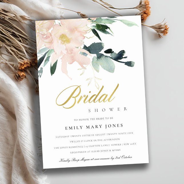 MÖHIPPA AV VATTENFÄRG I GULD VATTENFÄRGEN MED  BLO INBJUDNINGAR (Skapare uppladdad)