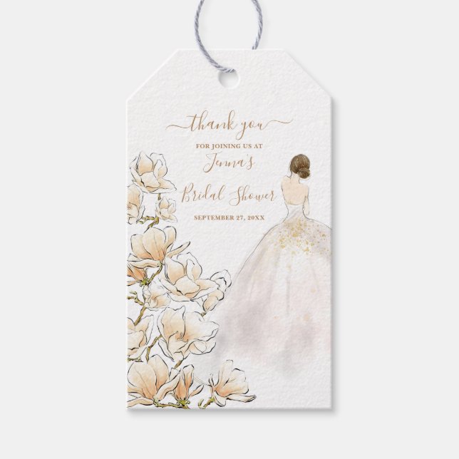 Möhippa av vattenfärg Magnolia Bride Presentetikett (Framsidan)