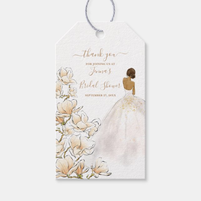 Möhippa av vattenfärg Magnolia Bride Presentetikett (Framsidan)