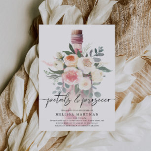 Möhippa av vattenfärgen Blommigt Petals & Prosecco Inbjudningar