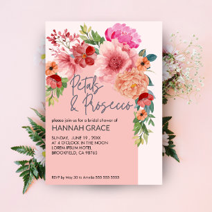 Möhippa av vattenfärgen Blommigt Petals & Prosecco Inbjudningar
