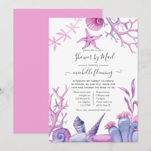 Möhippa av vattenfärgen Ocean Life per post Inbjudningar (Fram/baksida)