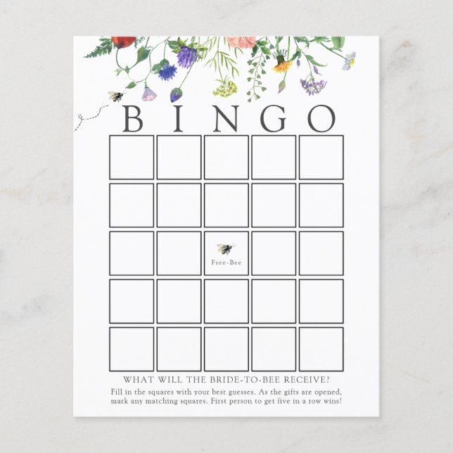 Möhippa av vildblomsben, Bingo-spelkort (Framsida)