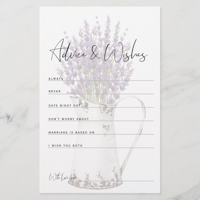 Möhippa av vintage Rustic Lavender Advice Card (Framsida)