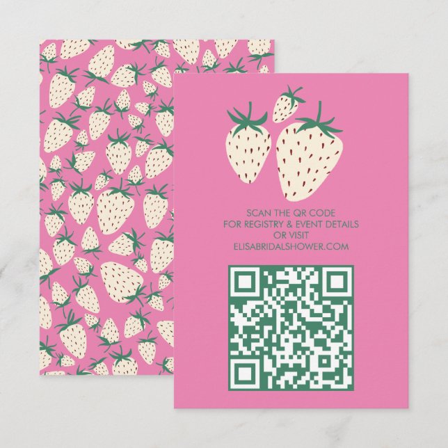 Möhippa av vita jordgubbspennbär QR-kod Tilläggskort (Fram/baksida)