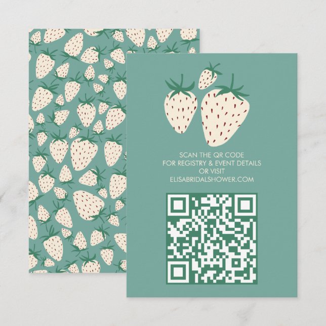 Möhippa av vita jordgubbspennbär QR-kod Tilläggskort (Fram/baksida)