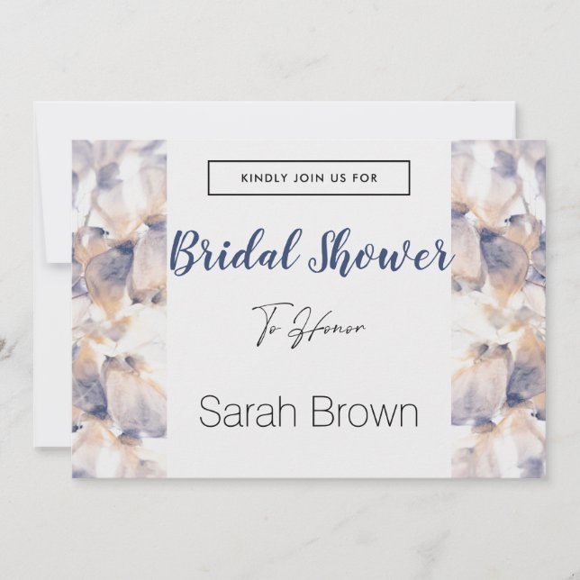 MÖHIPPA AV VITE- OCH BLUE PATELE FLOWER-ELEGANT INBJUDNINGAR (Framsida)