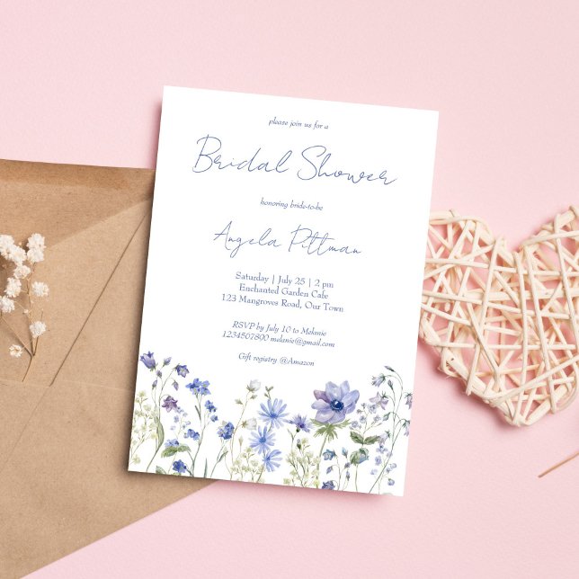 Möhippa av Wildblomboho-blommor Inbjudningar (Wildflower boho flowers love in bloom bridal shower invitation editable template instant download)