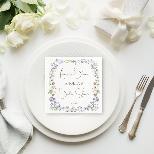 Möhippa av Wildblomboho-blommor Pappersservett (Wildflower boho flowers spring summer bridal shower personalized printed napkins template)