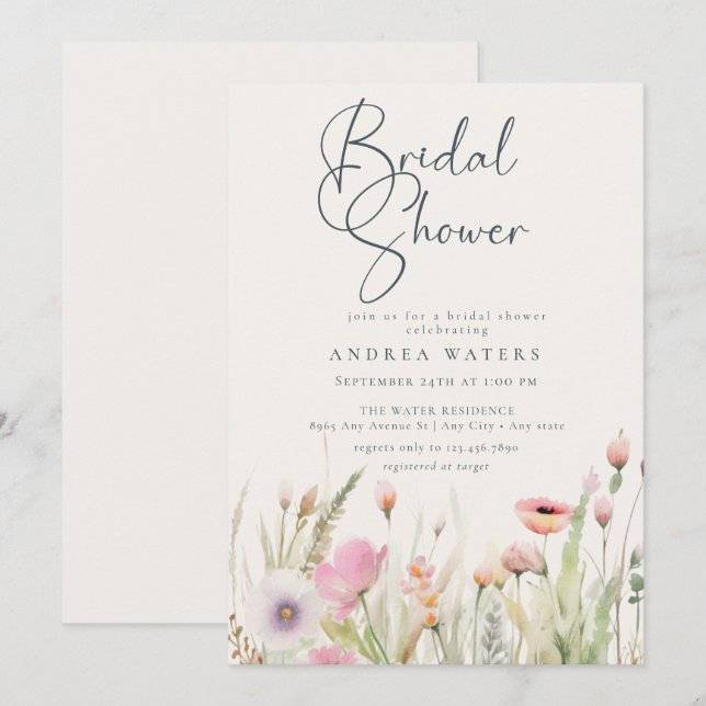 Möhippa av WildblomBoho Chic Inbjudningar (Fram/baksida)