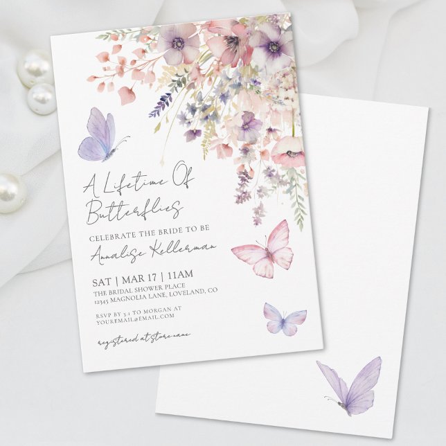 Möhippa av WildblomButterfly Inbjudningar (Wildflower Butterfly Bridal Shower Invitation)