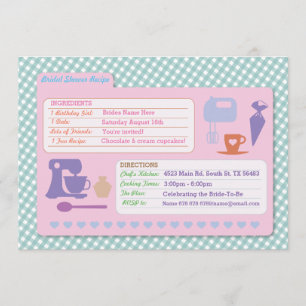 Möhippa Baking Recept Card Bake Party Inbjudan