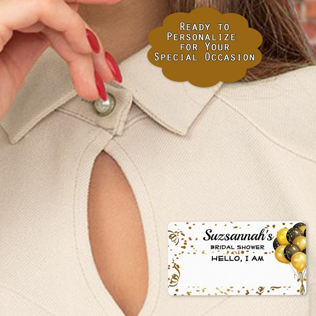 möhippa Balloon Confetti Pappra Namn bricka Fraktsedel (Provide easy name access to guests at your event with sticker label name tags. Add name at event.)