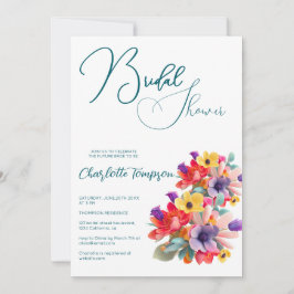 Möhippa Bash för färgade Blommar Inbjudningar