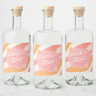 Möhippa Berusad i kärlek Retro Rosa Spritflaskor Etikett