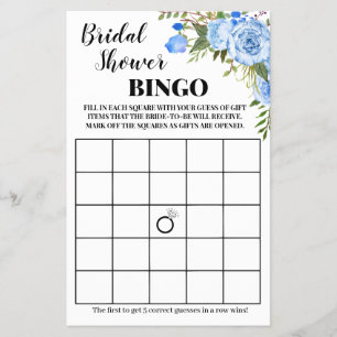 Möhippa Bingo Blåa blommor-spelkort Flygblad