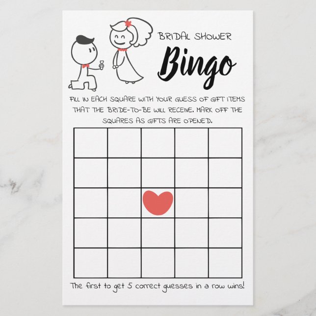 Möhippa Bingo Bröllop par-spelkort Flygblad (Framsidan)