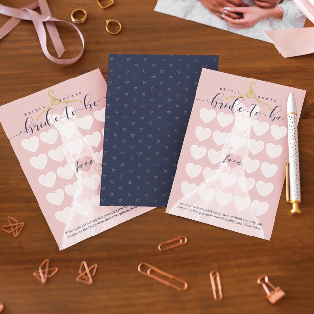 Möhippa Bingo Chic Bröllop Dress Shower Game Inbjudningar (Bridal Shower Bingo Chic Wedding Dress Shower Game Invitation)