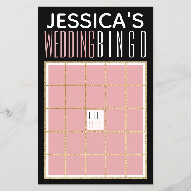 Möhippa BINGO Elegant Guld och svart design Flygblad (Framsidan)