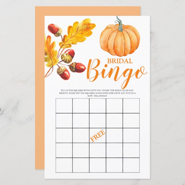 Möhippa Bingo Fall Pumpkin Möhippa-spel (Fram/baksida)