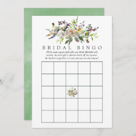Möhippa Bingo för Blommigten Sage & White Watercol Inbjudningar