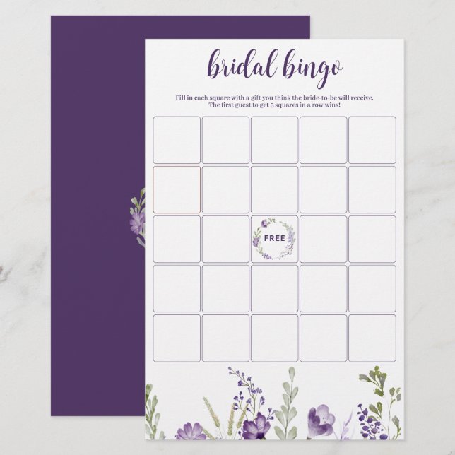 Möhippa Bingo Game Lila Lavender Blommigt (Fram/baksida)