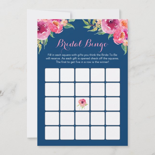 Möhippa Bingo Game Rosa Blommigt Navy Blue (Framsida)